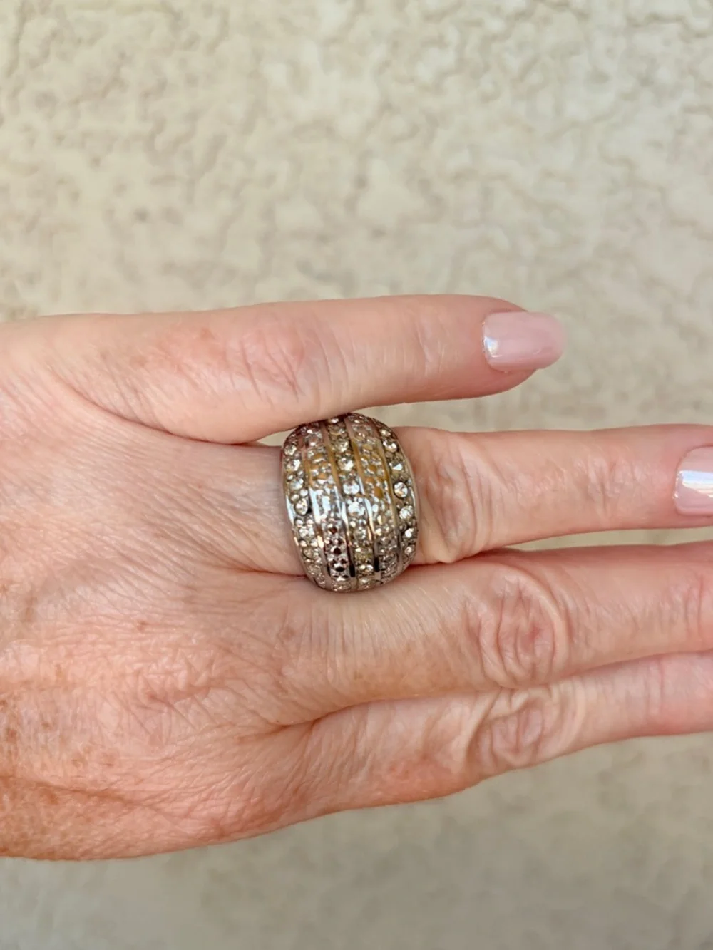 Bold Dome Clear Stone Pave Statement Ring in Silver-Tone